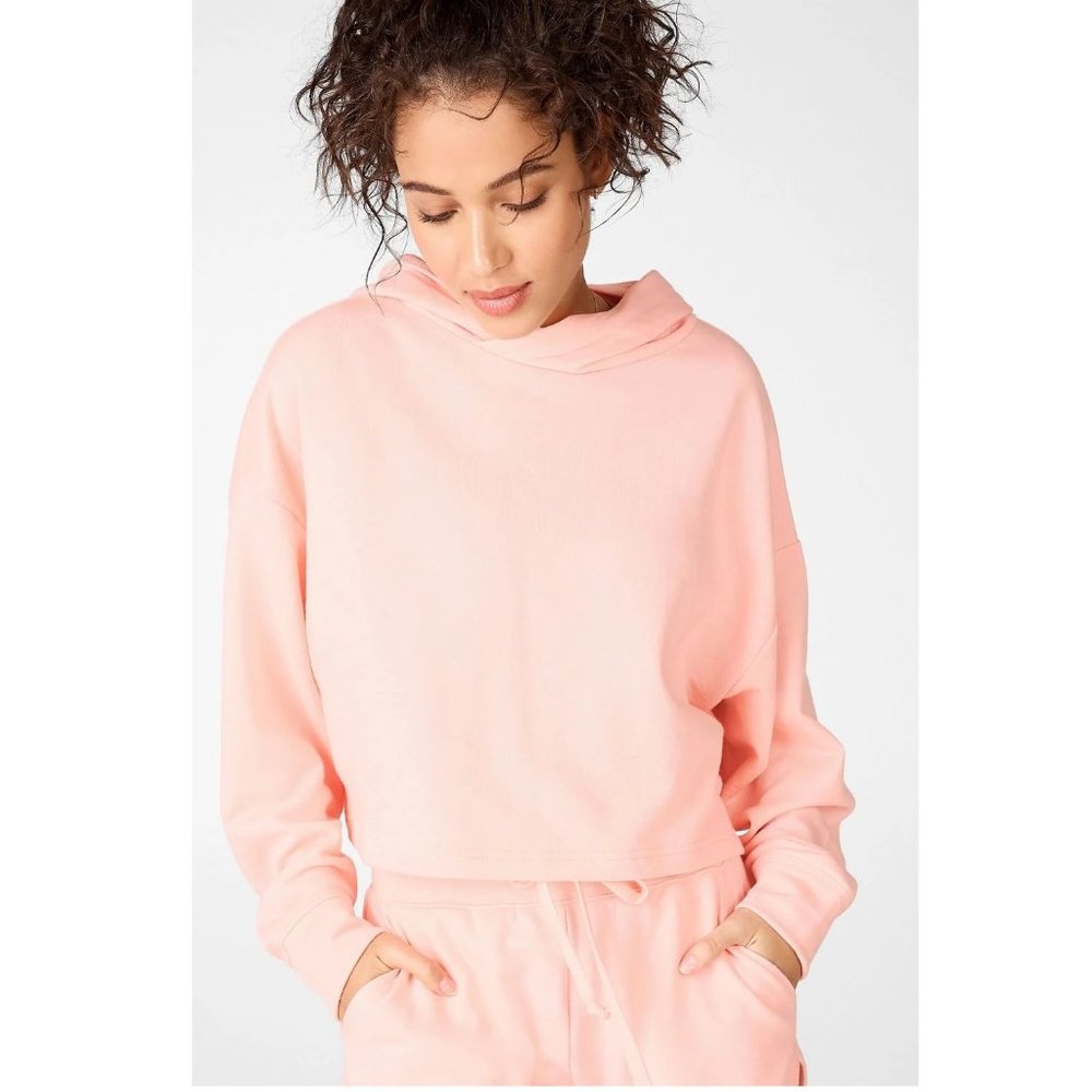 Fabletics Pink Crop Sweater  Eco Conscious Pullover Long Sleeve Sweatshirt XXL